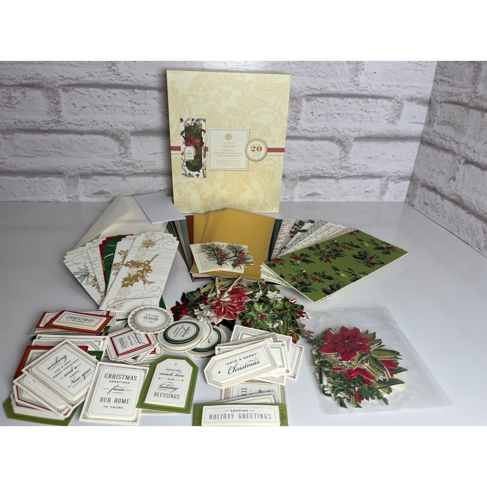 Anna Griffin Slimline Christmas Botanical Card Making Kit 20 Unique Cards DIY